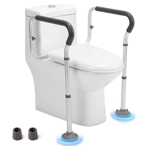 Toilet Safety Rail for Seniors Toilet Grab Bars for Seniors and Disabled Toilet Handles for Elderly with Adjustable Width and Height 350 lb Weight Capacity